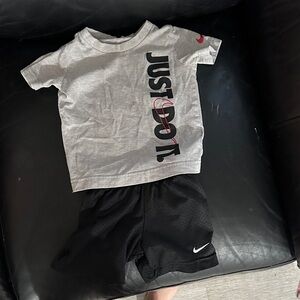 Nike Gray Tee and Black Shorts Set